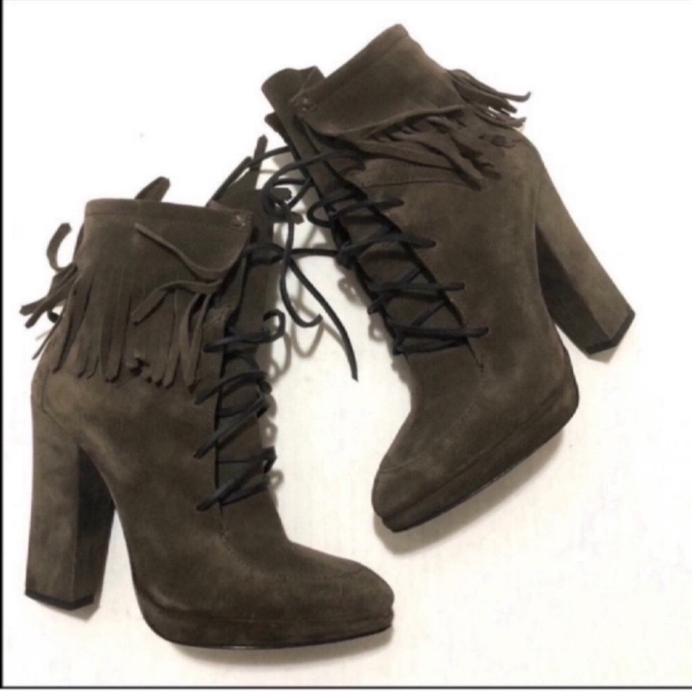 Giuseppe Zanotti Lace-up Suede Fringe Bootie 
Size 7.5